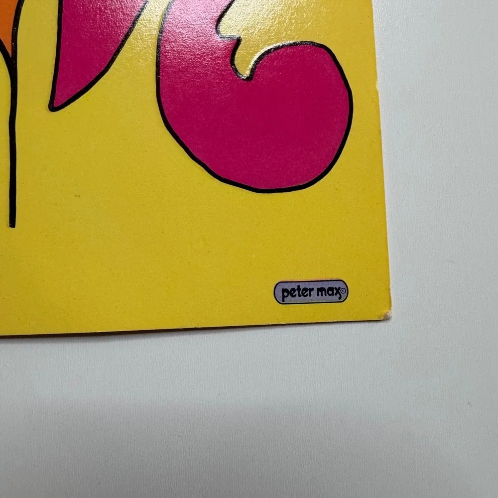 PETER MAX Vintage Greeting Cards Yellow Silver Psychedelic Pop Art Vintage Love
